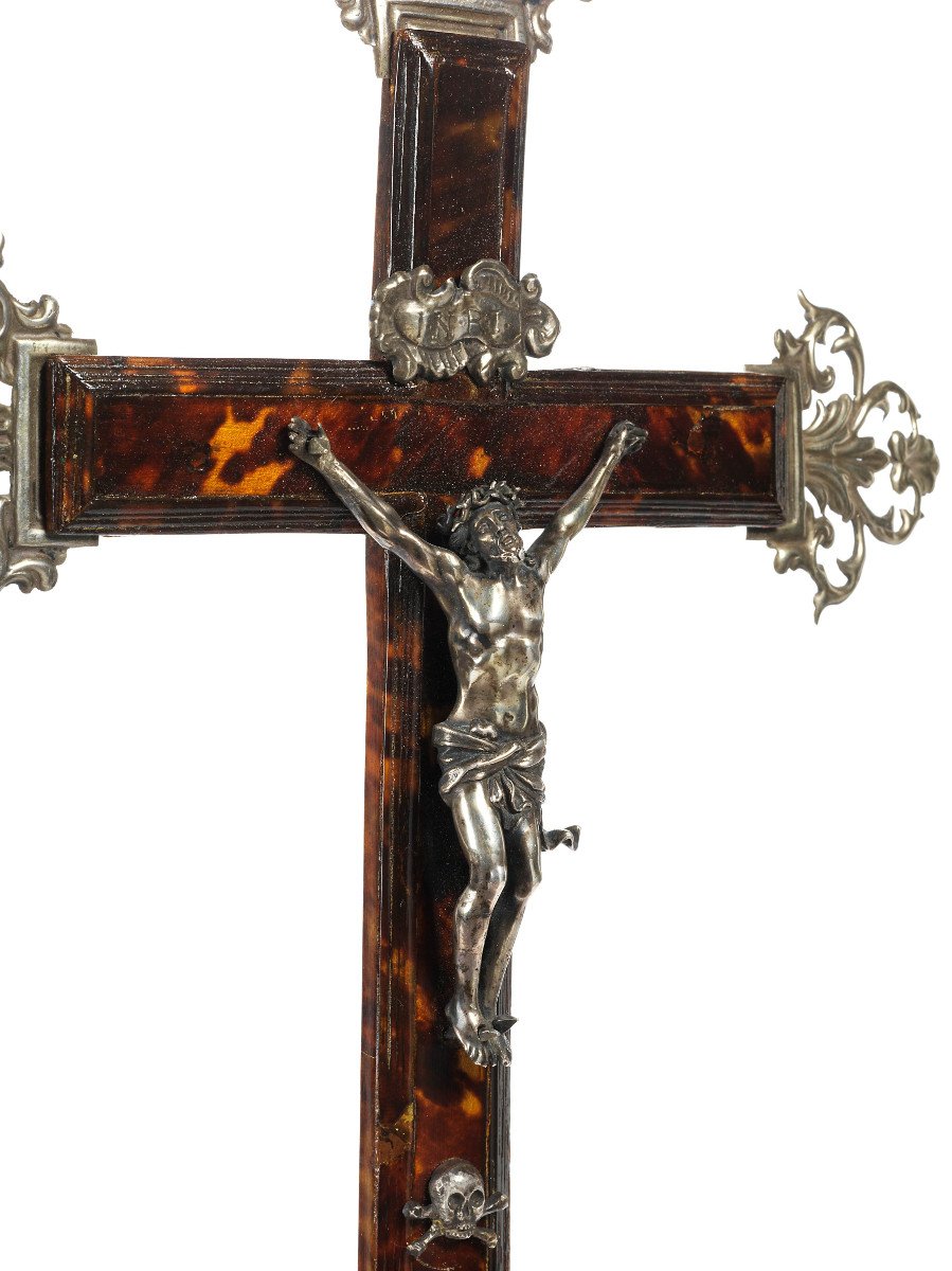 Crucifix d’autel en corail, argent, métal doré, Trapani (Sicile) XVIIe et XVIIIe siècle.-photo-4