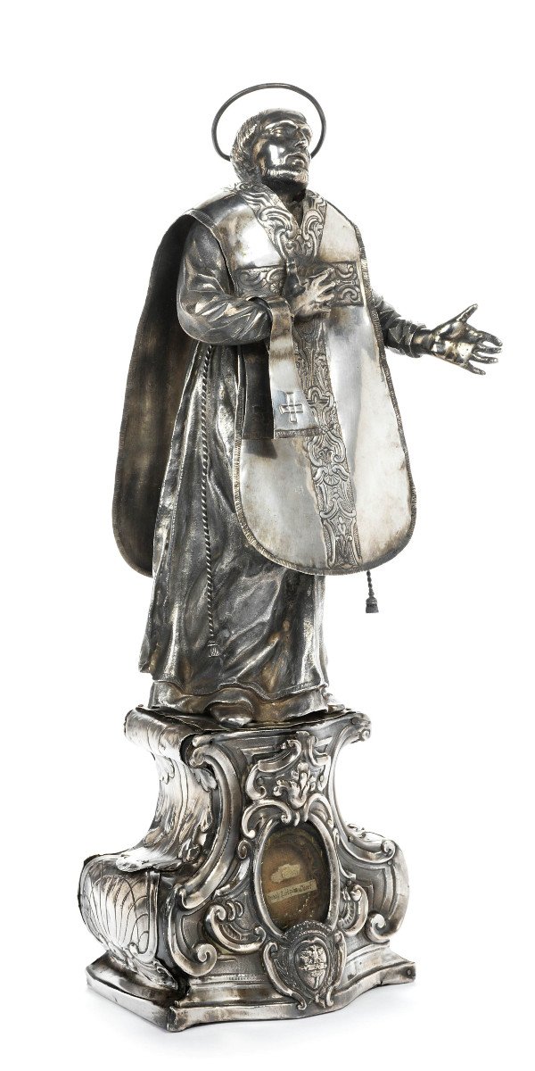 Reliquaire en argent contenant une relique de Saint Ignace de Loyola, Italie XVIIIème