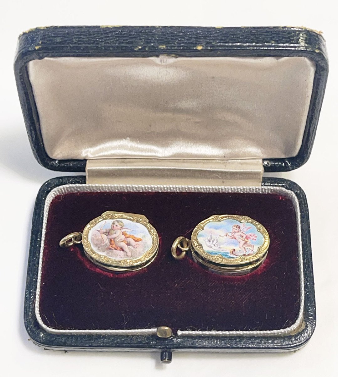 Enameled Gold Vinaigrettes, France 19th Century  