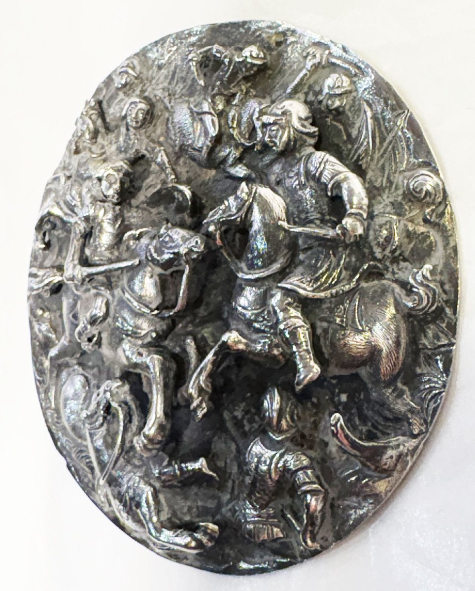 Plaquette en argent avec scène de bataille, Italie début XVIIIème -photo-8