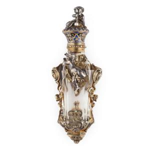 Crystal And Silver Scent Bottle, France 19th Century