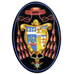 Micro Mosaic Plaque, Representing An Archiepiscopal Coat Of Arms, Rome, 19th Century