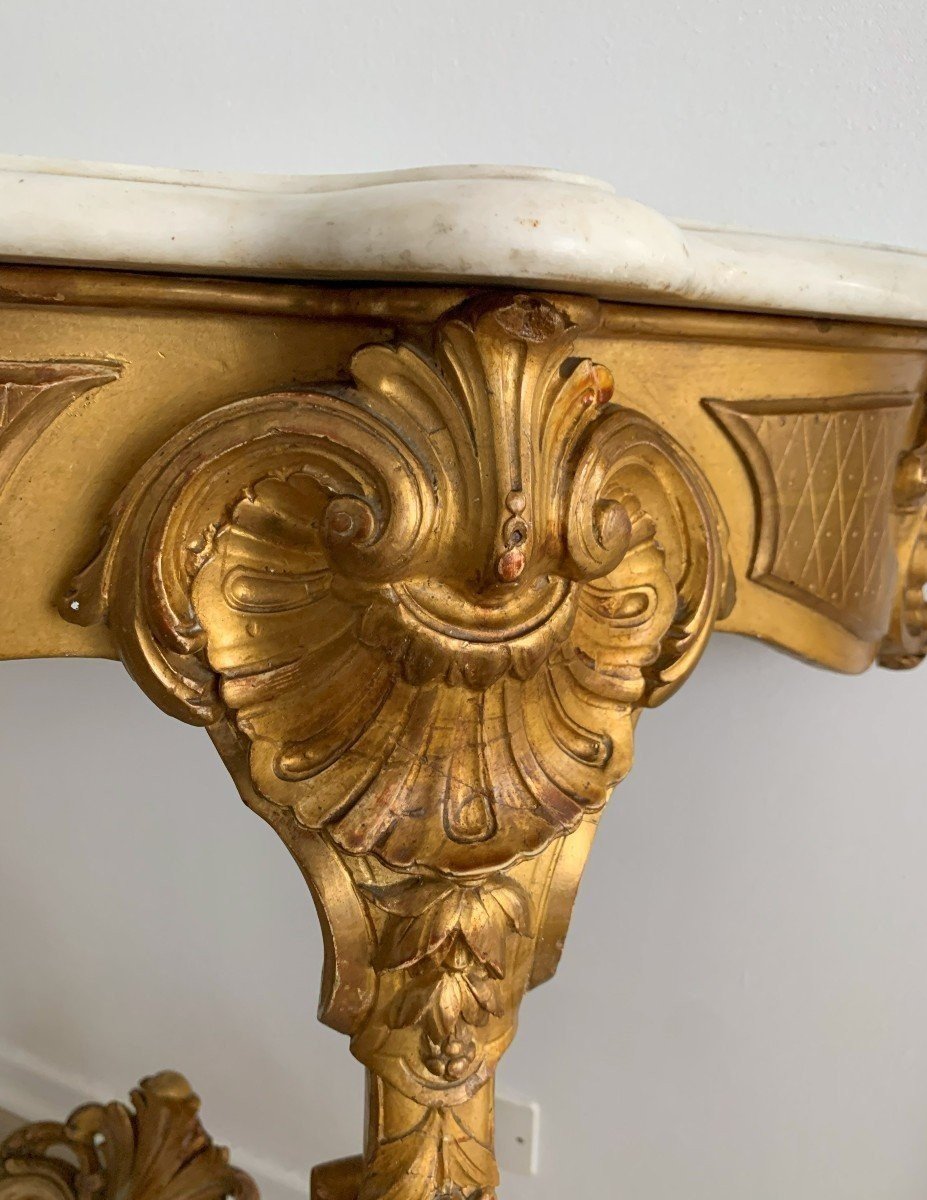 Louis XV Curved Console Golden Wood-photo-1