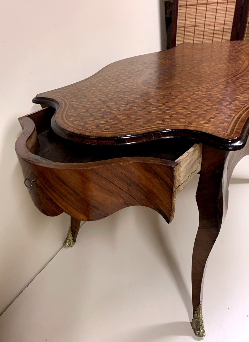 Middle Table In Cube Marquetry Napoleon III Period-photo-3