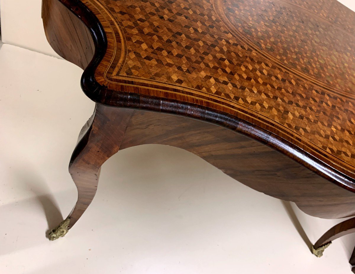 Middle Table In Cube Marquetry Napoleon III Period-photo-3