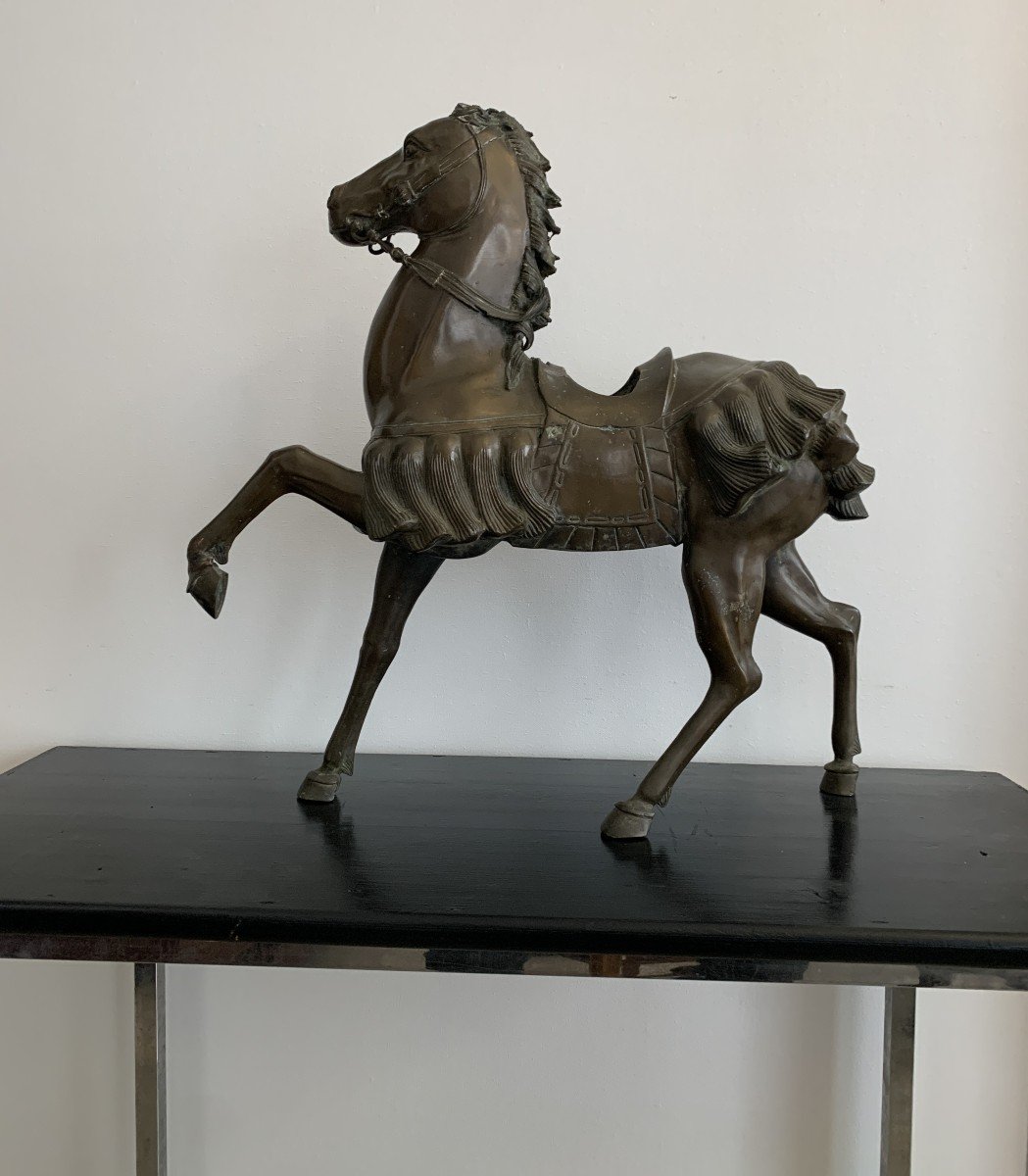 Large 18th Century Bronze Horse Forming Perfume Burner-photo-4