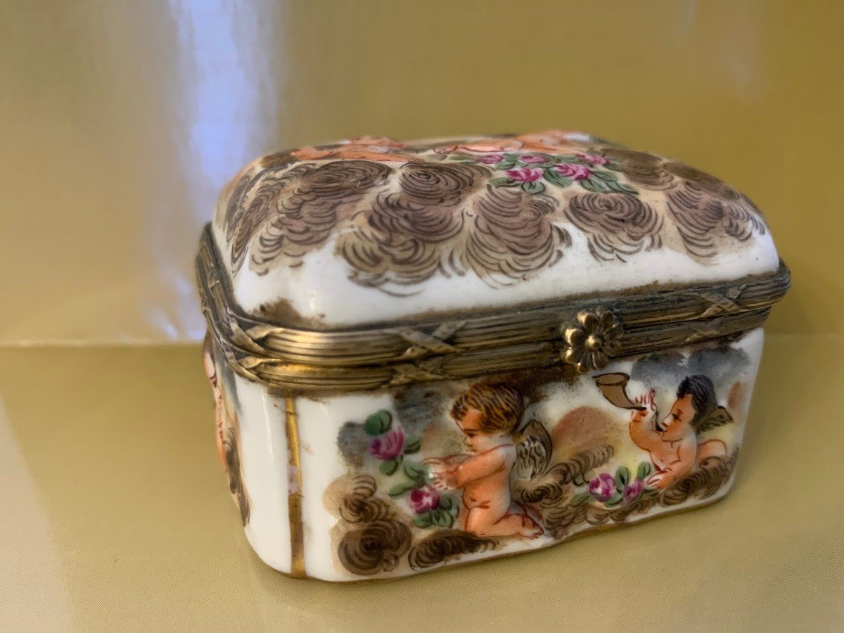  Small Capo Di Monte Porcelain Box Or Pill Box-photo-3