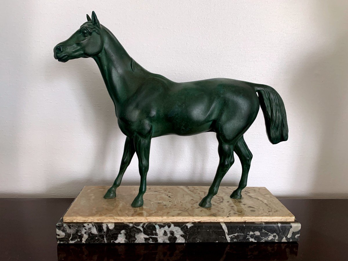 Cheval Art Déco Patine Verte Régule 