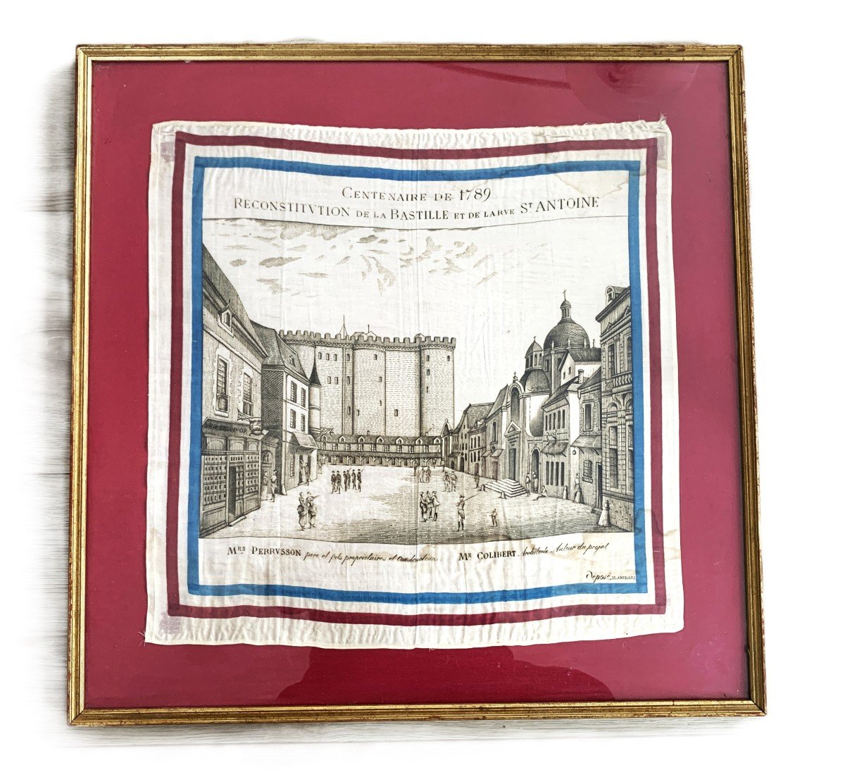 Mouchoir ou Foulard Centenaire De 1789 Reconstitution De La Bastille Et De La Rue Saint-antoine