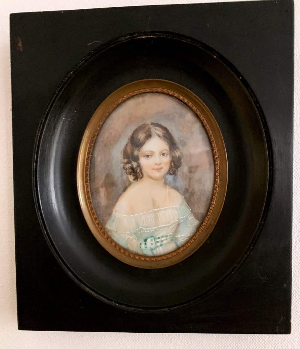 Miniature On Ivory 'young Girl'-photo-3