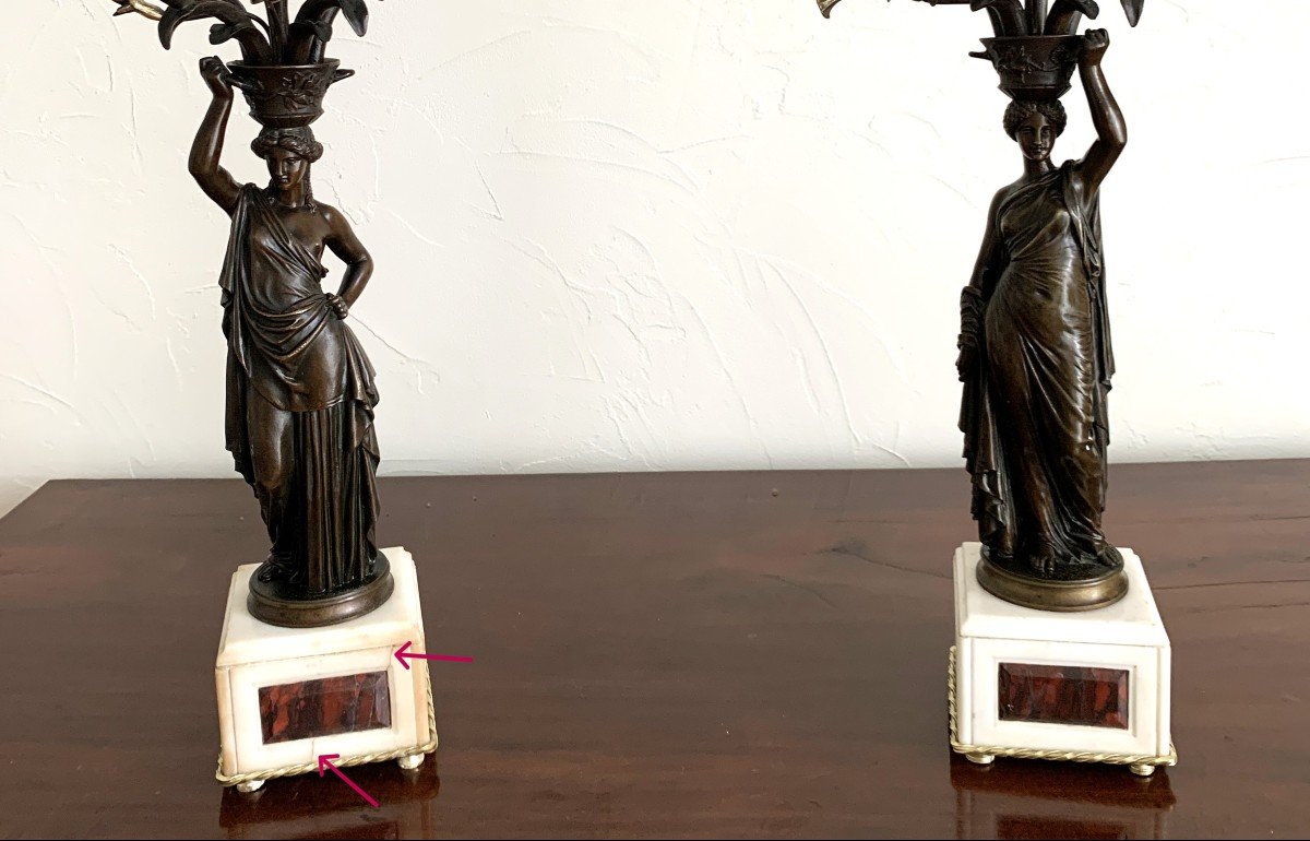 Pair Of Candelabra By French Artist Louis Valentin Elias Robert-photo-4