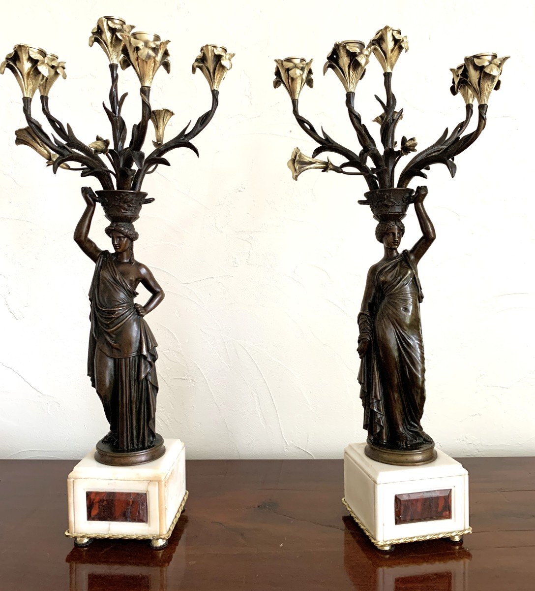 Pair Of Candelabra By French Artist Louis Valentin Elias Robert