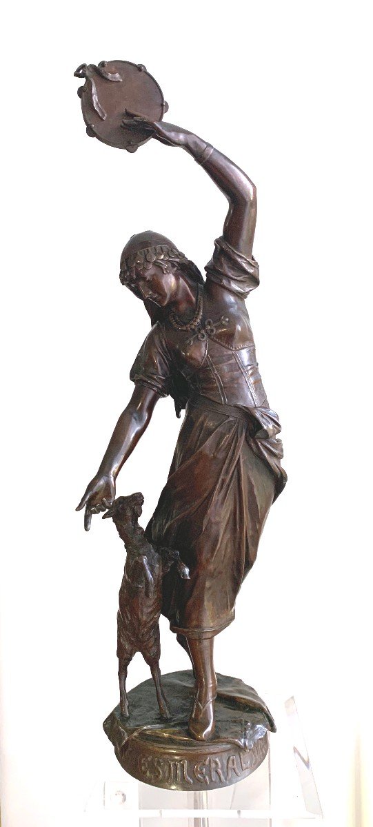 Bronze Group "esmeralda And Her Goat" By Eugene Marioton (large Version)-photo-3