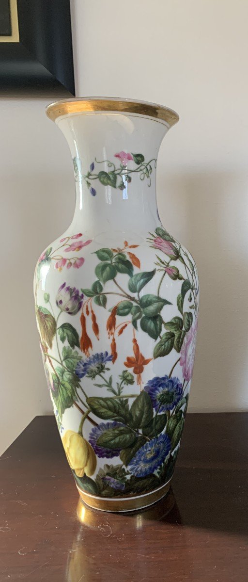 Paire De Vases Botaniques En Porcelaine De Paris-photo-6