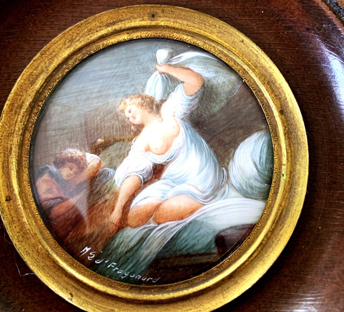 Miniature On Ivory "gallant Scene"-photo-4