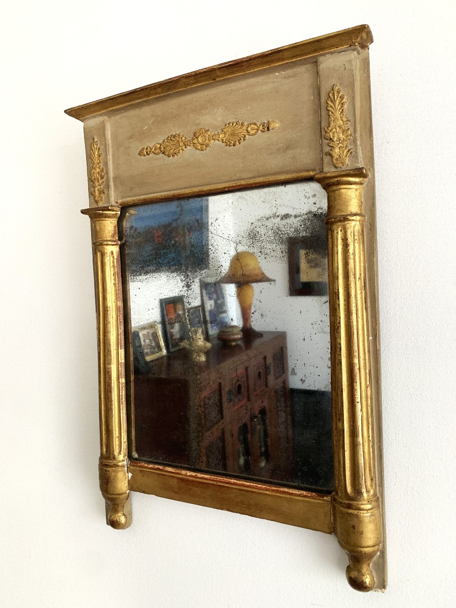 Empire Period Mirror With Painted And Gilded Wood Columns-photo-2