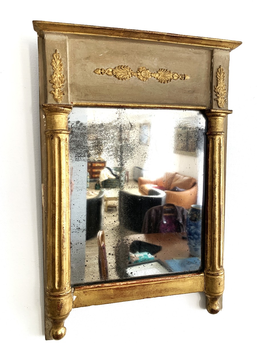 Empire Period Mirror With Painted And Gilded Wood Columns-photo-3