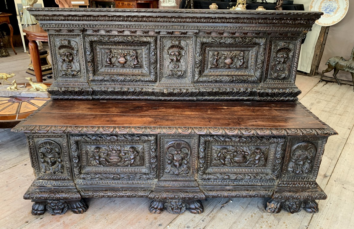  Chest Called Cassone In Walnut, Italian Work From The 18th Century-photo-4
