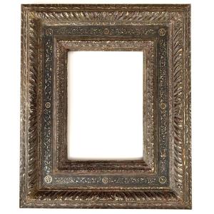 Frame In Carved And Patinated Silver Wood