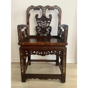 Ceremonial Armchair In Ironwood And Mother-of-pearl "china"