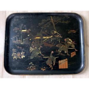 Large Boiled Cardboard Serving Tray Samurai Combat Decor