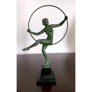 Art Deco Dancer In Art Cast Iron Bronze Patina Signed "briand"