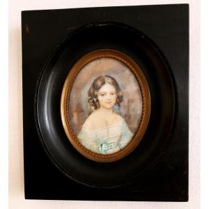 Miniature On Ivory 'young Girl'