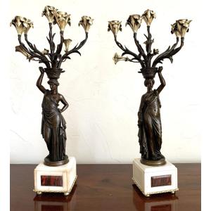 Pair Of Candelabra By French Artist Louis Valentin Elias Robert