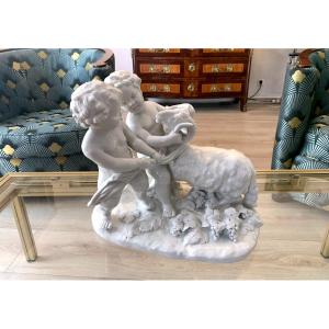 Porcelain Group Of Putti And Ram By Joseph d'Aste Capodimonte