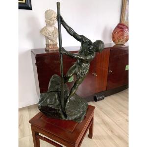 Large Art Deco Bronze Sculpture By Jean Verschneider