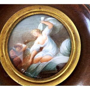 Miniature On Ivory "gallant Scene"