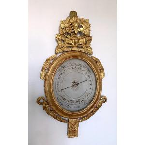 18th Century Louis XVI Gilded Wood Barometer