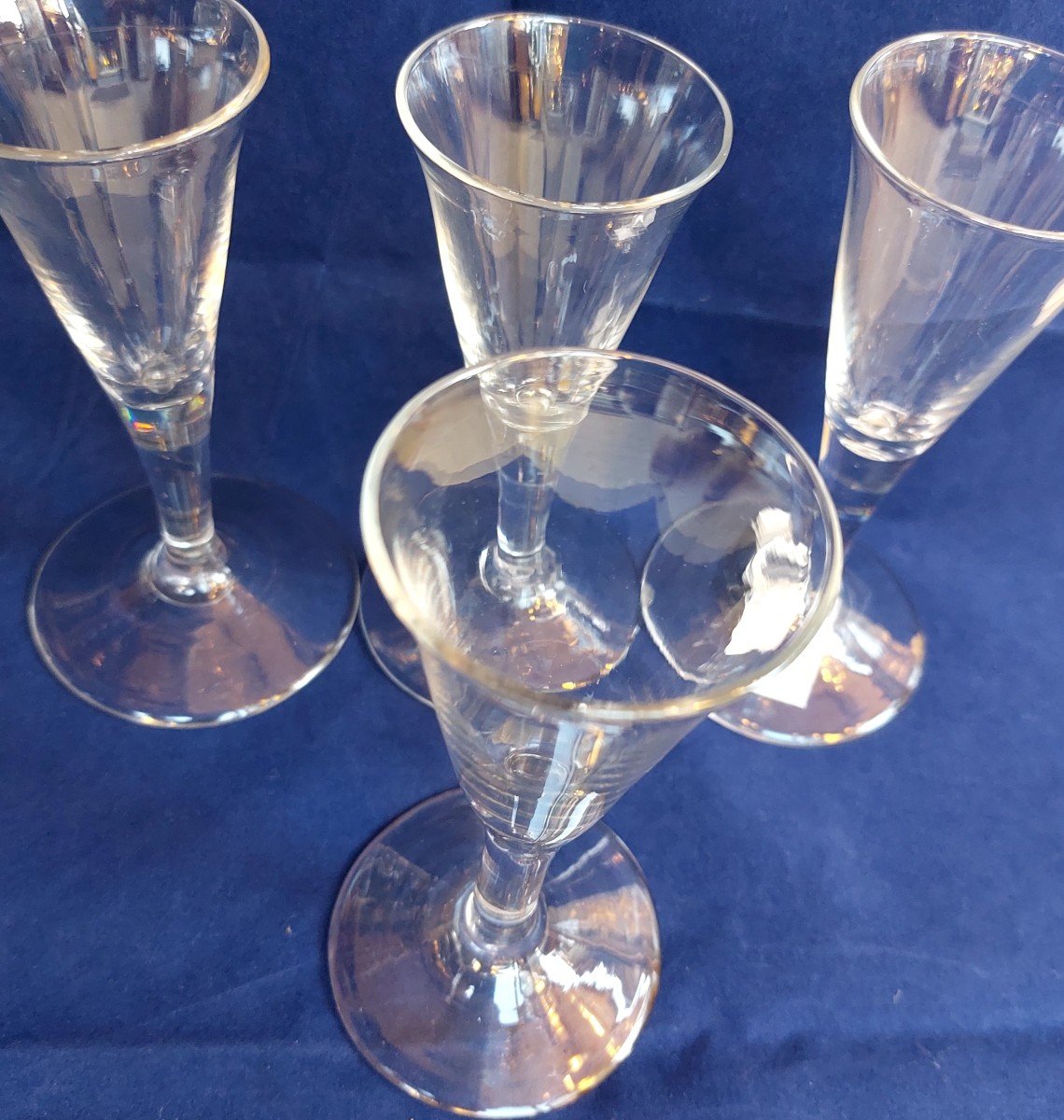 4 Small 18th Century Cornet Glasses-photo-1