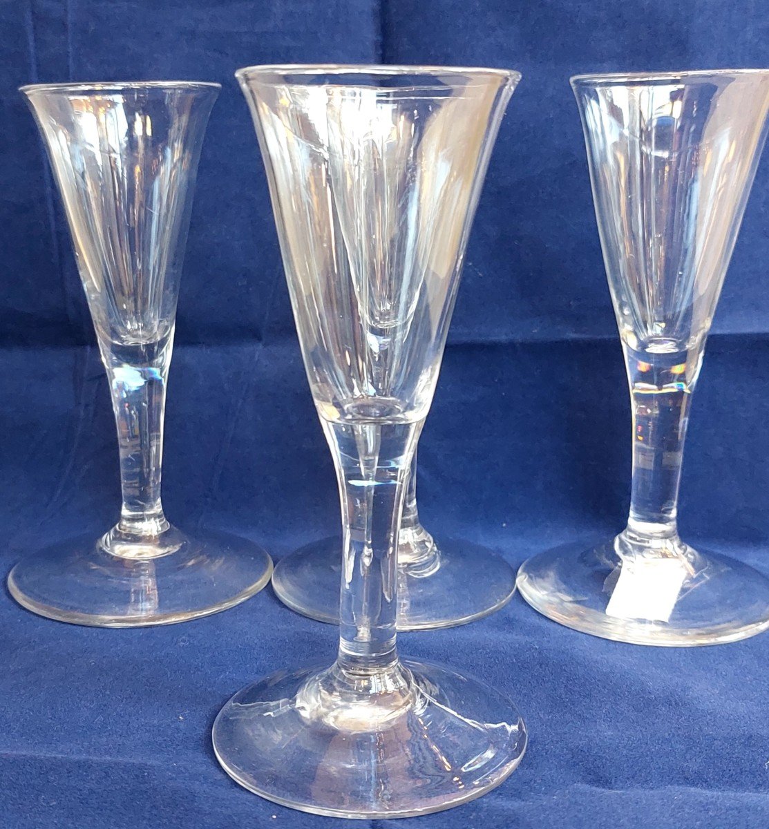 4 Small 18th Century Cornet Glasses