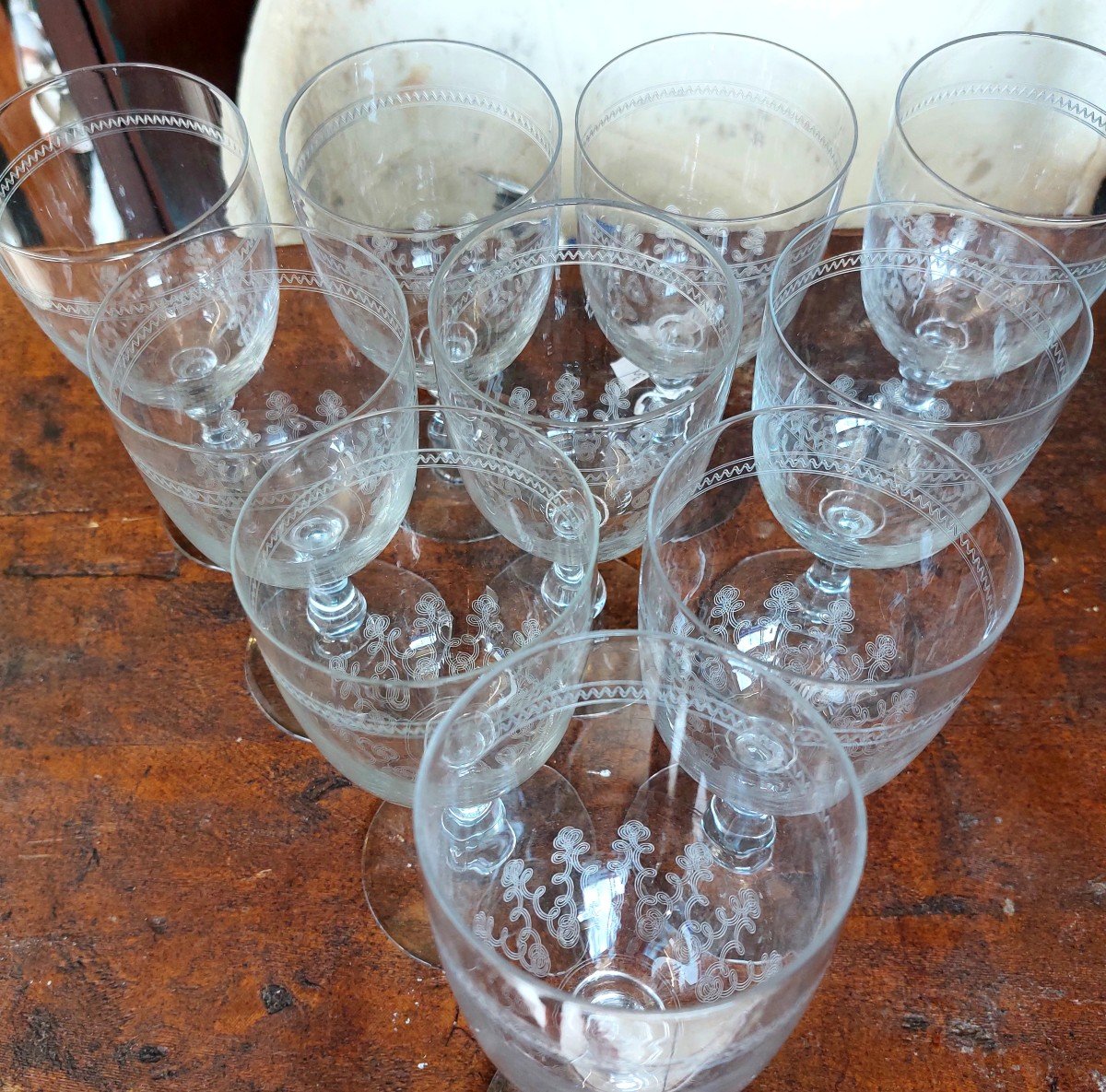 10 Large Engraved Water Glasses-photo-4