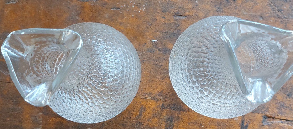 Pair Of 19th Century “honeycomb” Carafes-photo-2