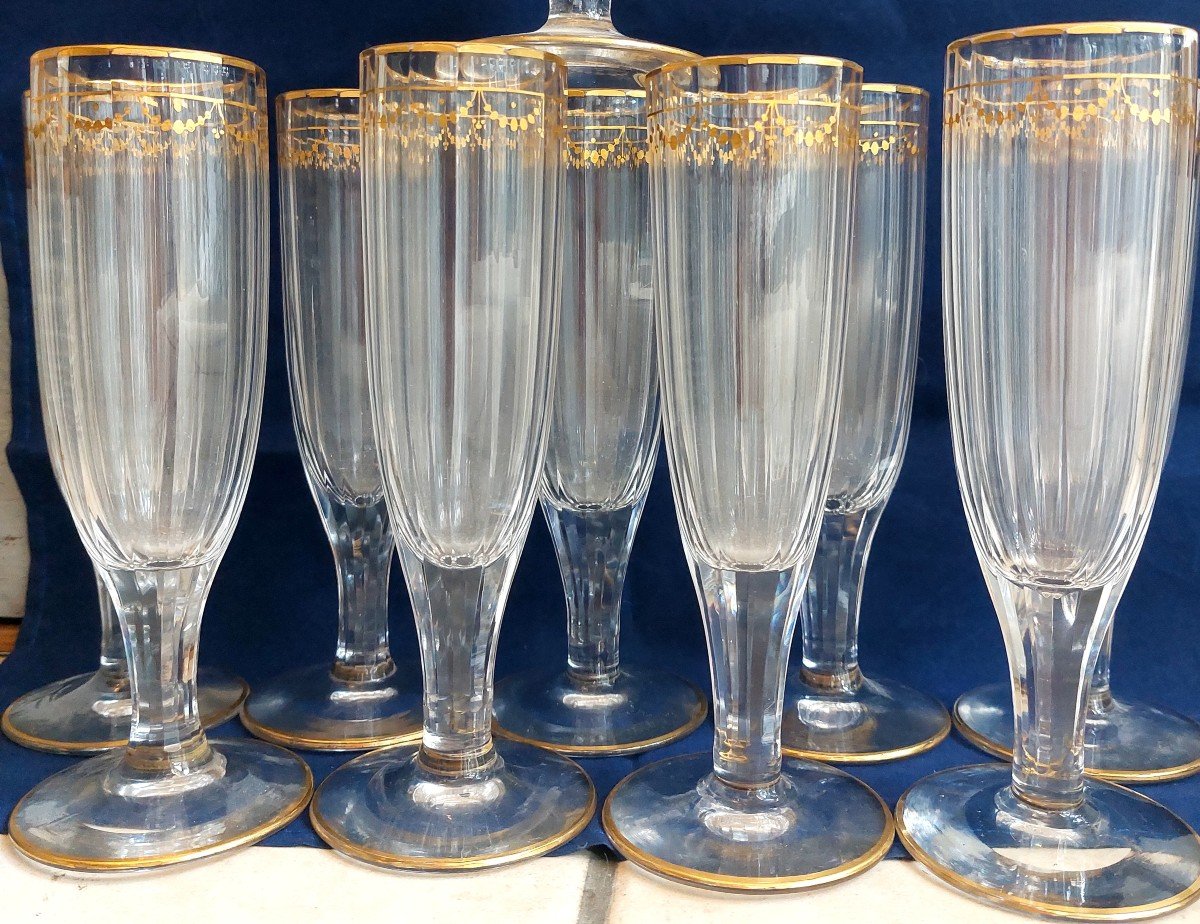 10 Flutes à Champagne Cristal épais Taillé-photo-4