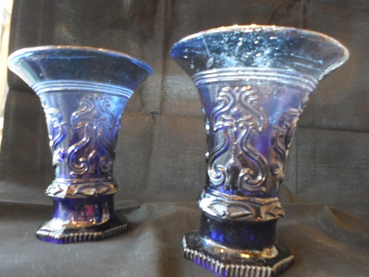 Paire de vases cobalt XVIIIème
