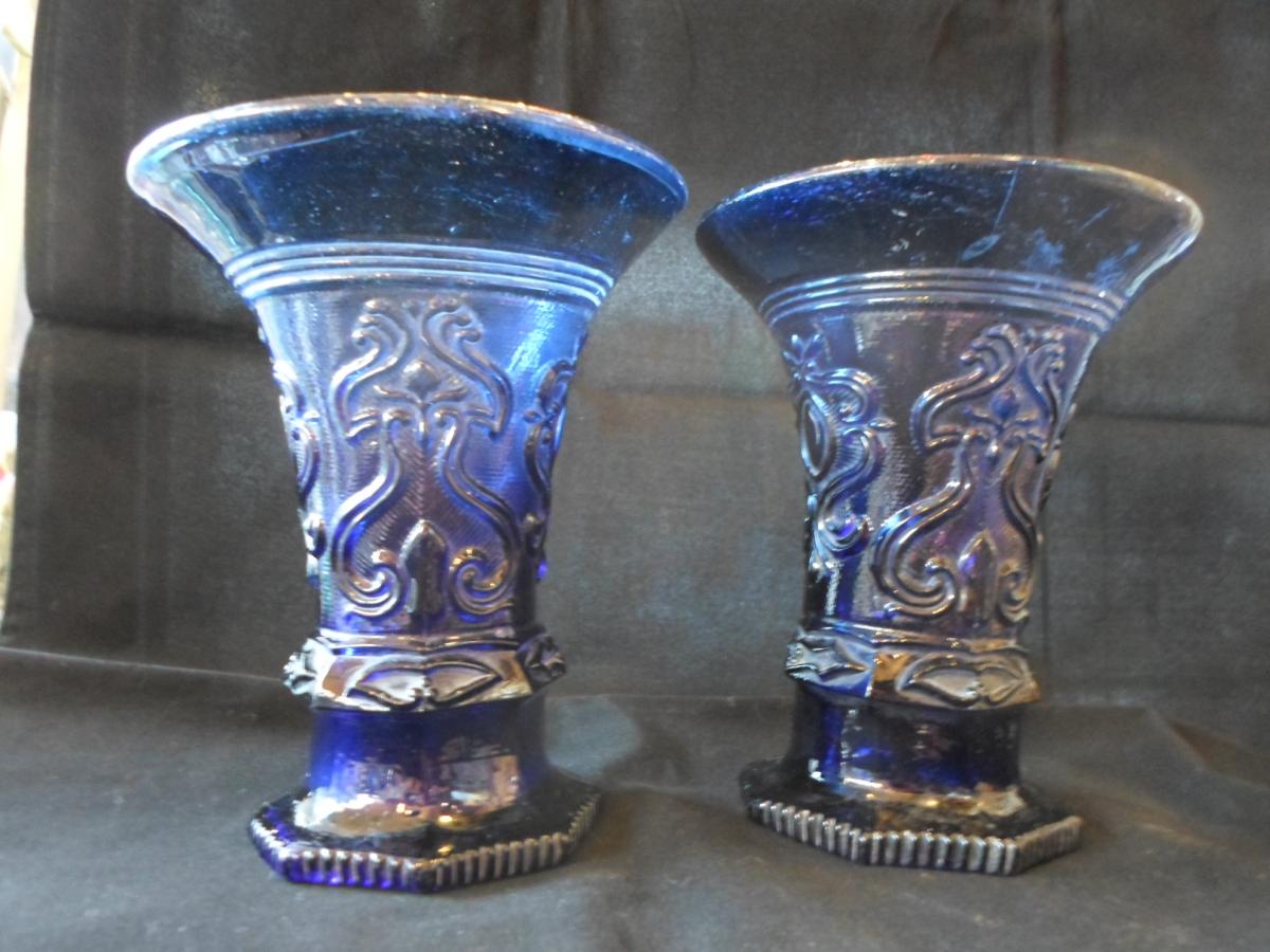 Paire de vases cobalt XVIIIème-photo-2