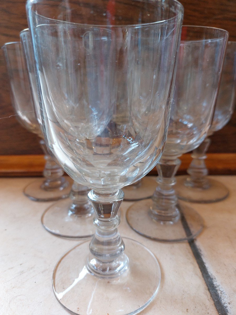 6 Water Glasses XIXth Jambe Diabolo-photo-2