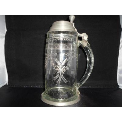 Tankard Glass / Engraved Pewter XVIII