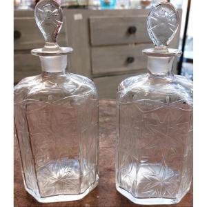Pair Of Eighteenth Octagonal Flasks, And Carved