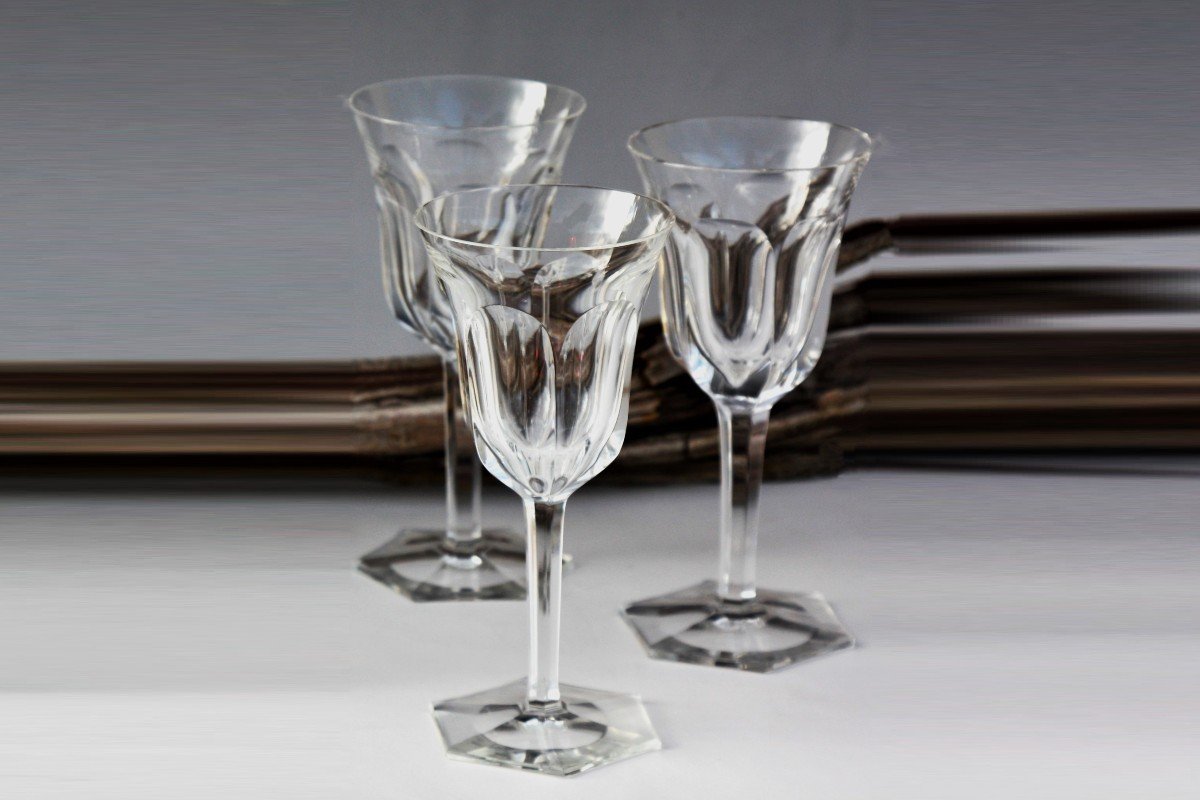 Set Of 3 Wine Glasses In Baccarat Crystal , Malmaison Model