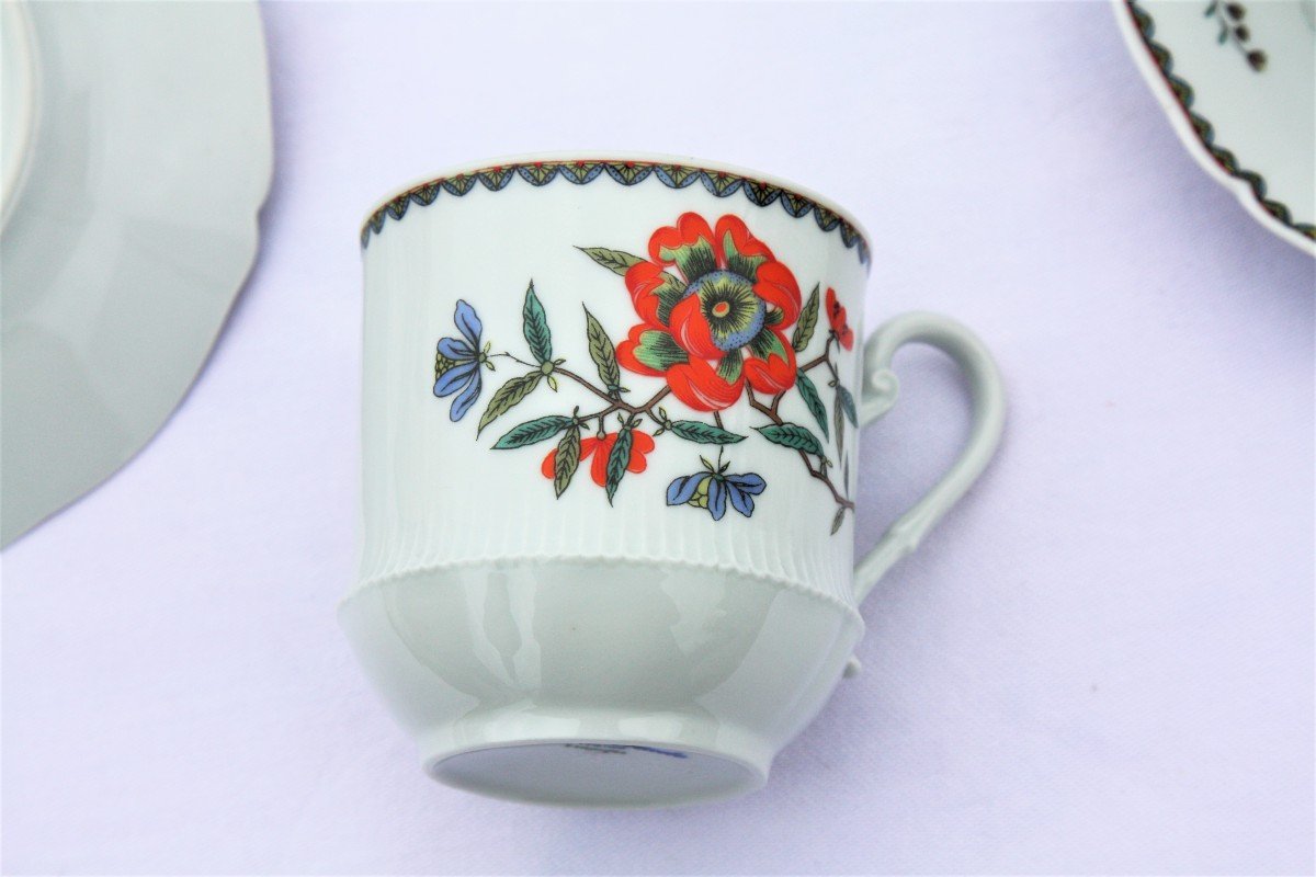 Set De 6 Tasses Et Sous-tasses à Thé En Porcelaine Haviland, Modèle A La Grenade-photo-3