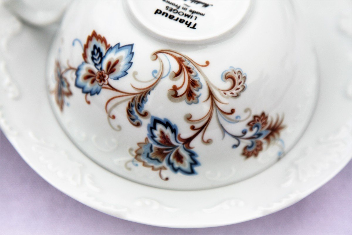 Set De 6 Tasses Et Sous-tasses à Thé En Porcelaine De Limoges Tharaud, Modèle Ankara-photo-4