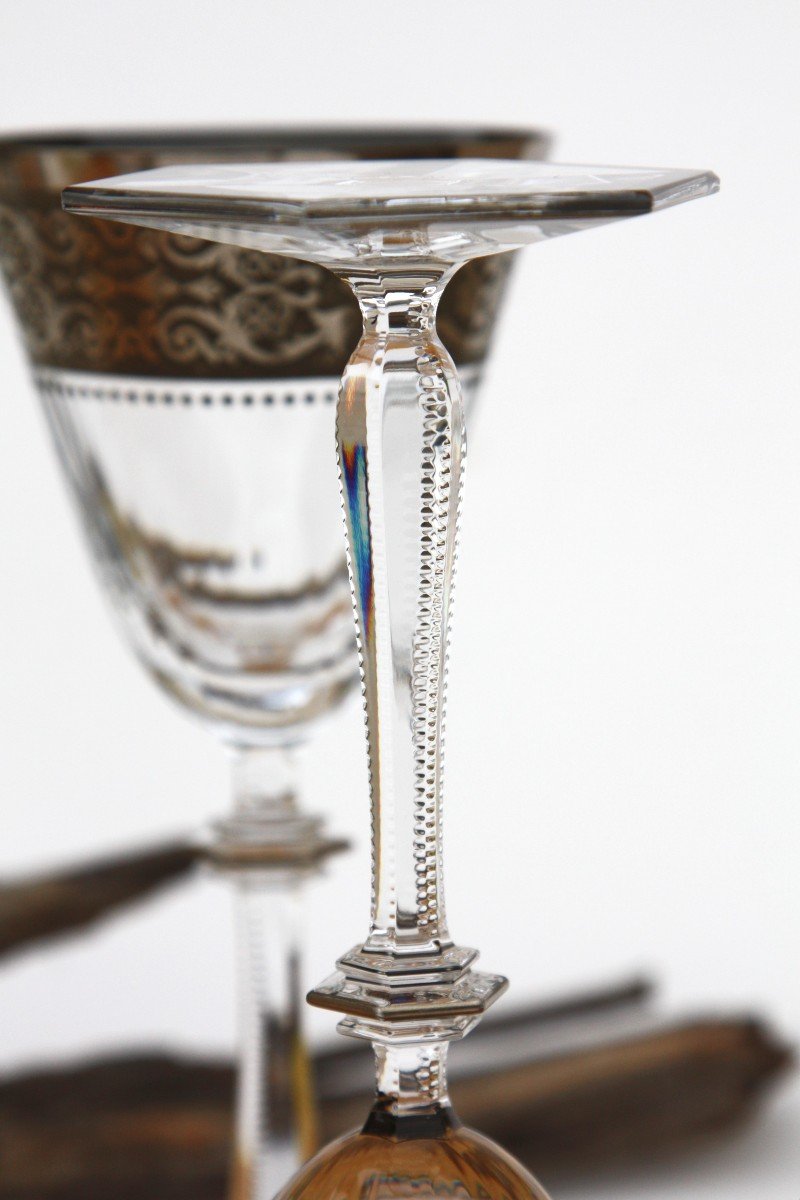 Set De 6 Verres à Vin En Cristal De Baccarat, Modèle Vendôme Platine-photo-1