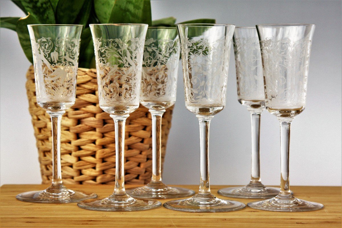 Set Of 6  Aperitif Glasses In Baccarat Crystal Leillah Model