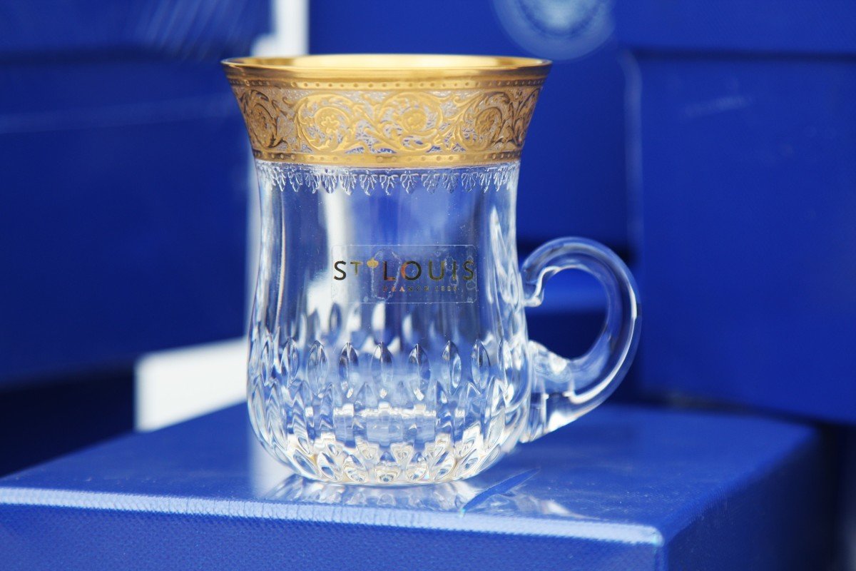 Tea Cup In Saint Louis Crystal, Thistle Model-photo-1
