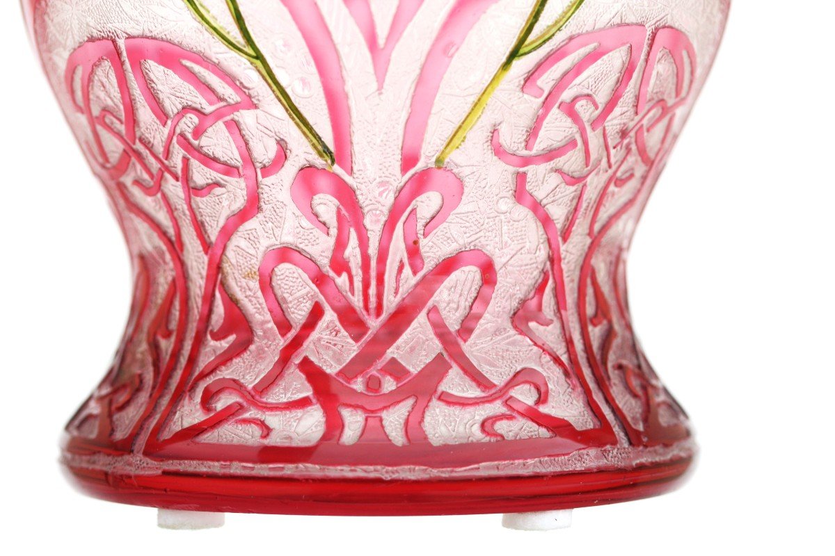 Baccarat Vase Art Nouveau With Orchids-photo-2