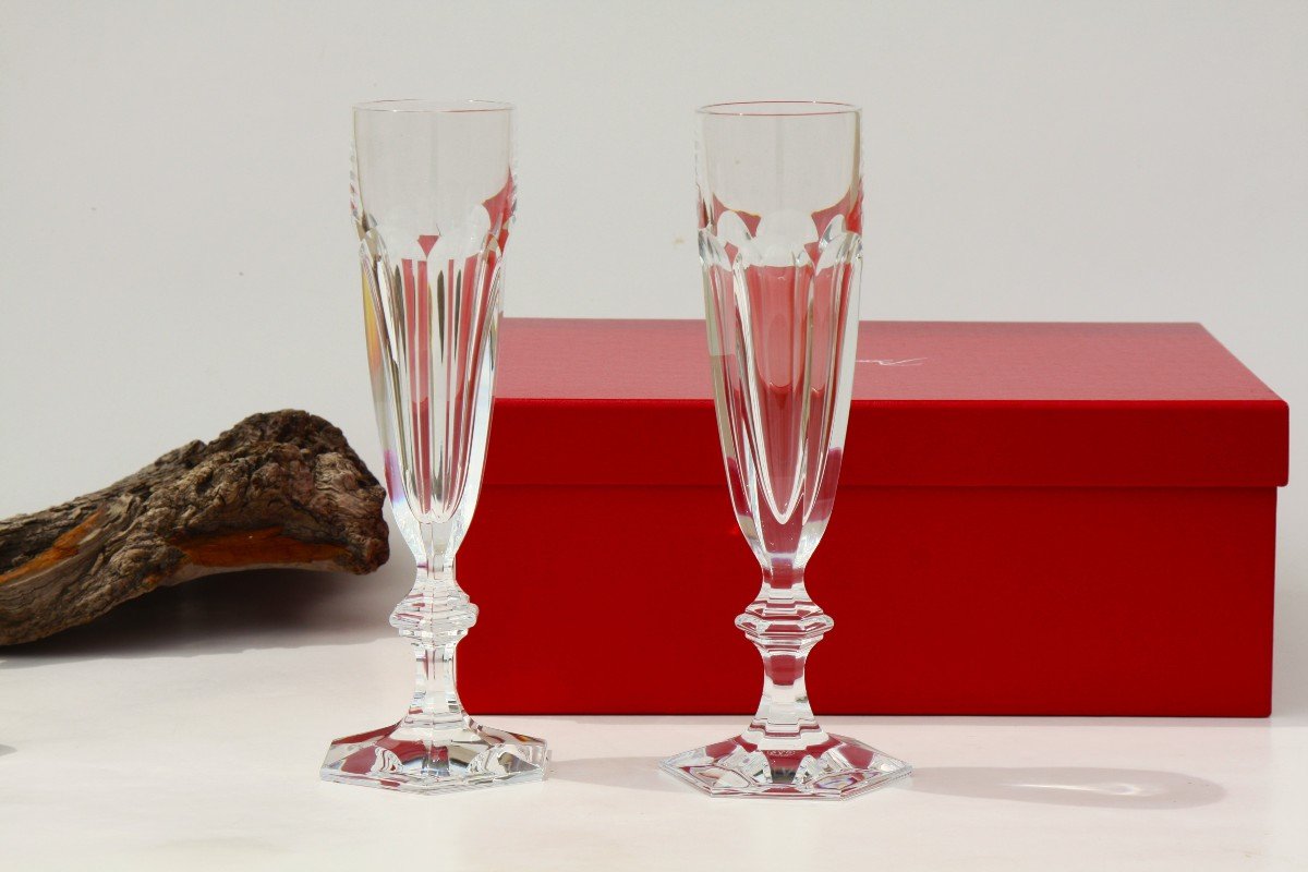 Box Of 2 Large Baccarat Harcourt Flutes